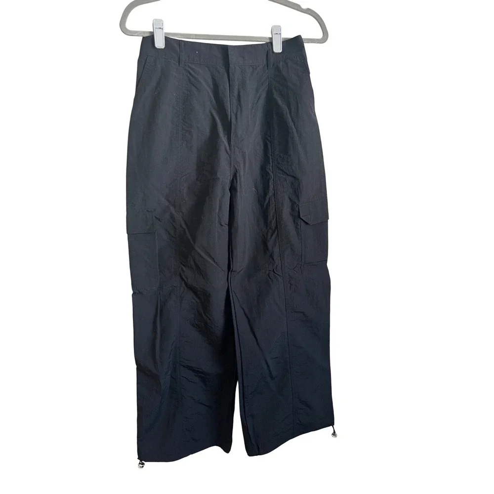 Love Tree Black Nylon Cargo Parachute Pants Wide Leg High Rise 6852PH Mens M
